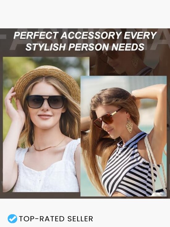 Retro Aviator Sunglasses Vintage 70s Rectangle Polarized Trendy Classic Unisex main image 6